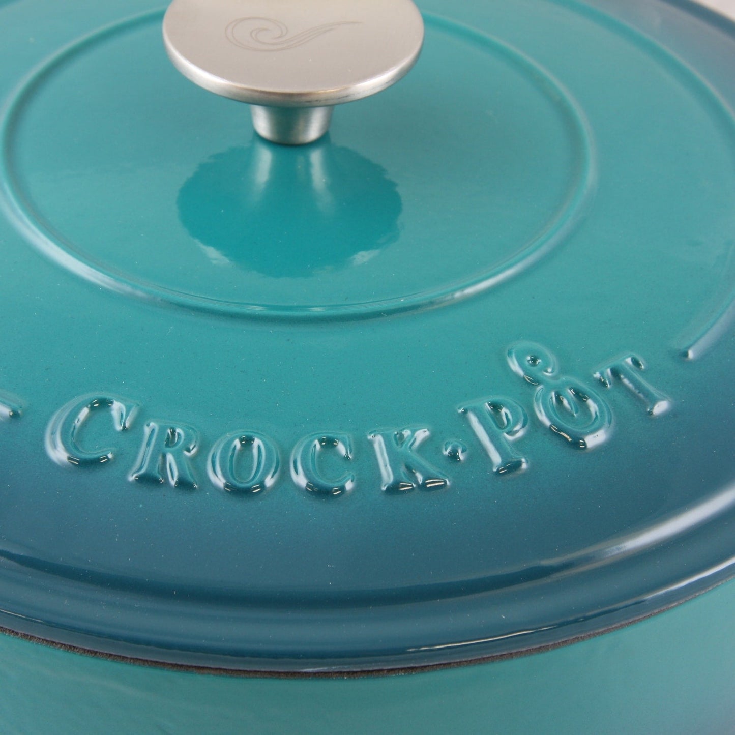 Poêle à frire en fonte émaillée de 3,5 quarts avec couvercle, ombrage turquoise.