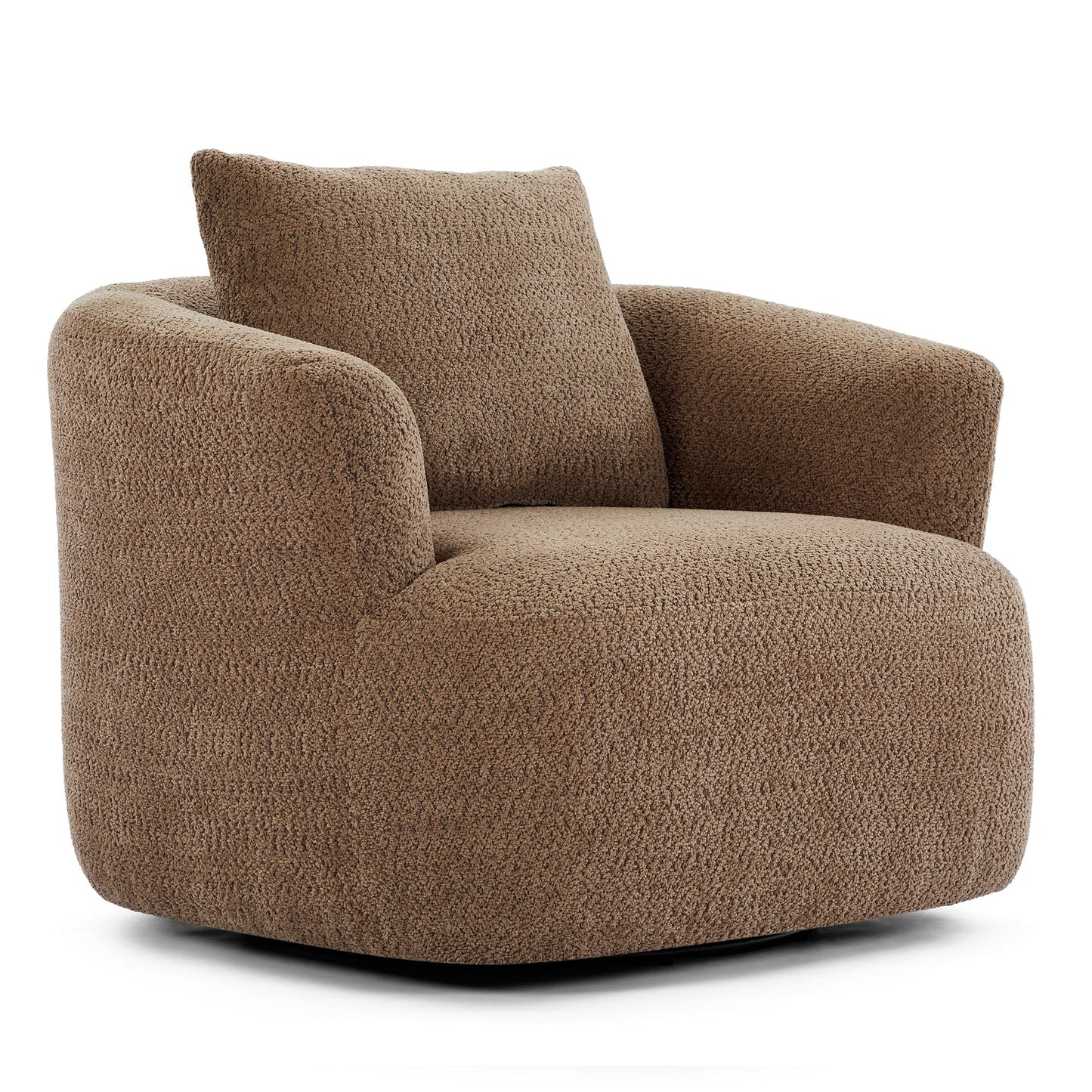 Chaise pivotante à 360°, chaise d'appoint en boucle de 38,2 pouces avec coussin décoratif, chaise de canapé en forme de tonneau avec accoudoirs incurvés.