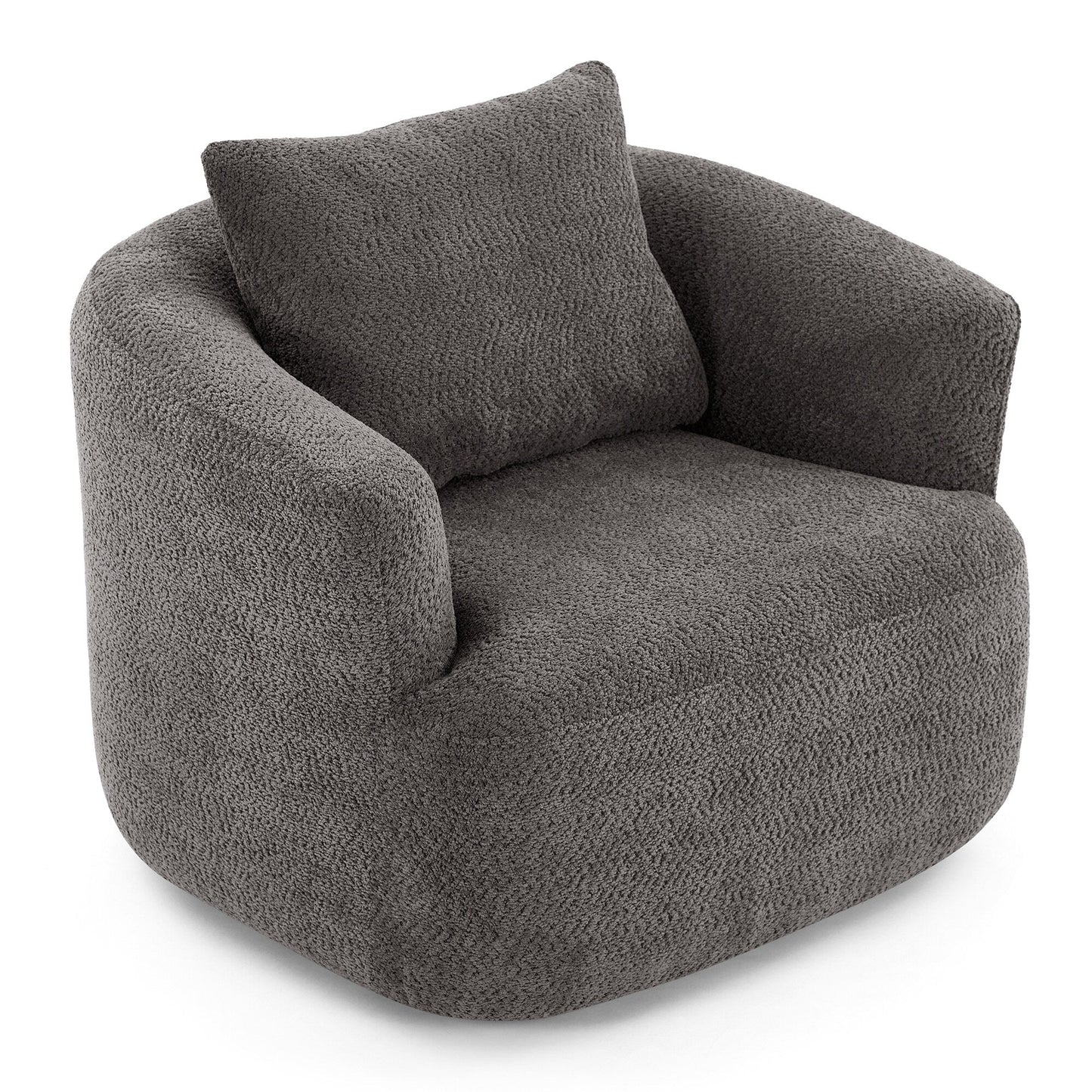 Chaise pivotante à 360°, chaise d'appoint en boucle de 38,2 pouces avec coussin décoratif, chaise de canapé en forme de tonneau avec accoudoirs incurvés.