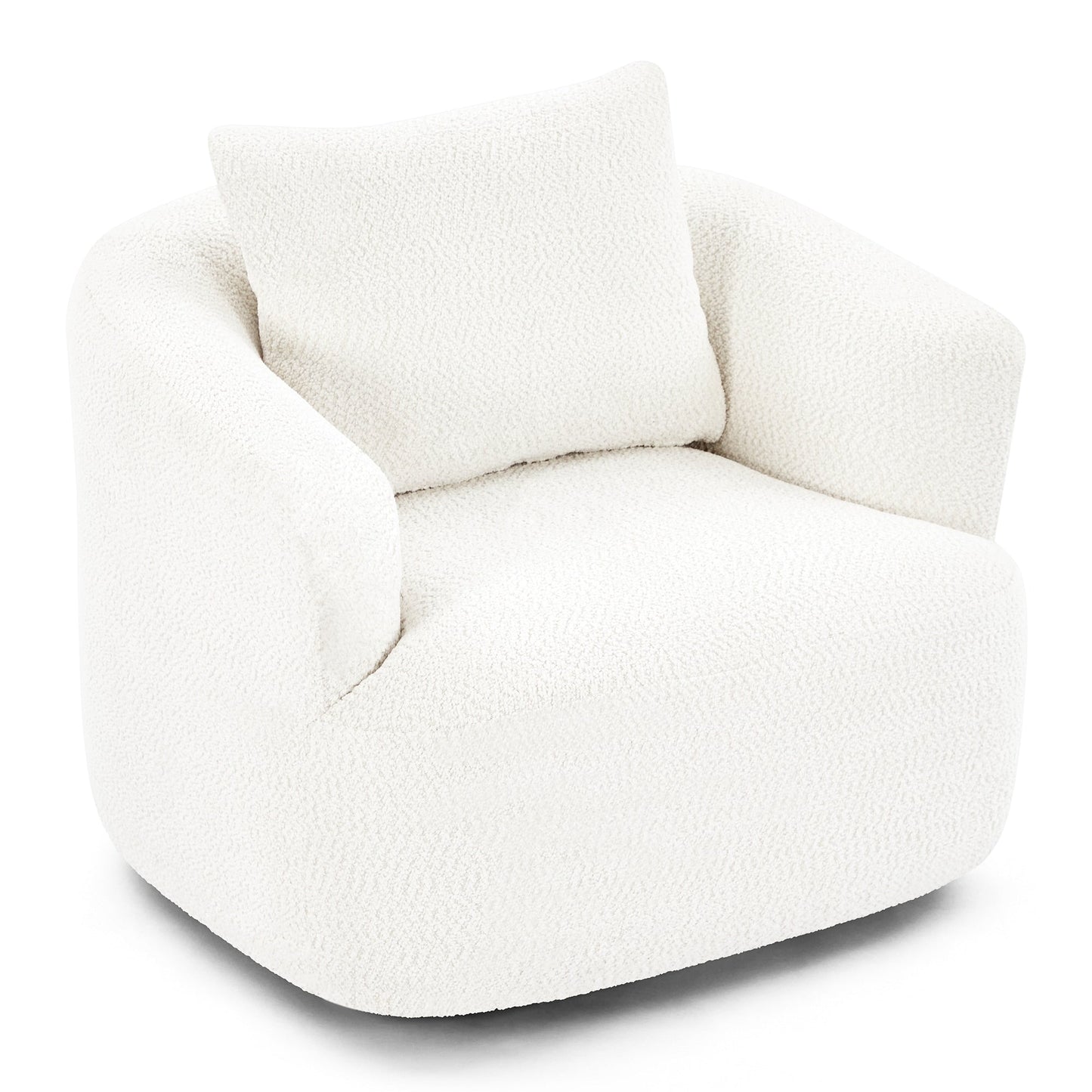 Chaise pivotante à 360°, chaise d'appoint en boucle de 38,2 pouces avec coussin décoratif, chaise de canapé en forme de tonneau avec accoudoirs incurvés.