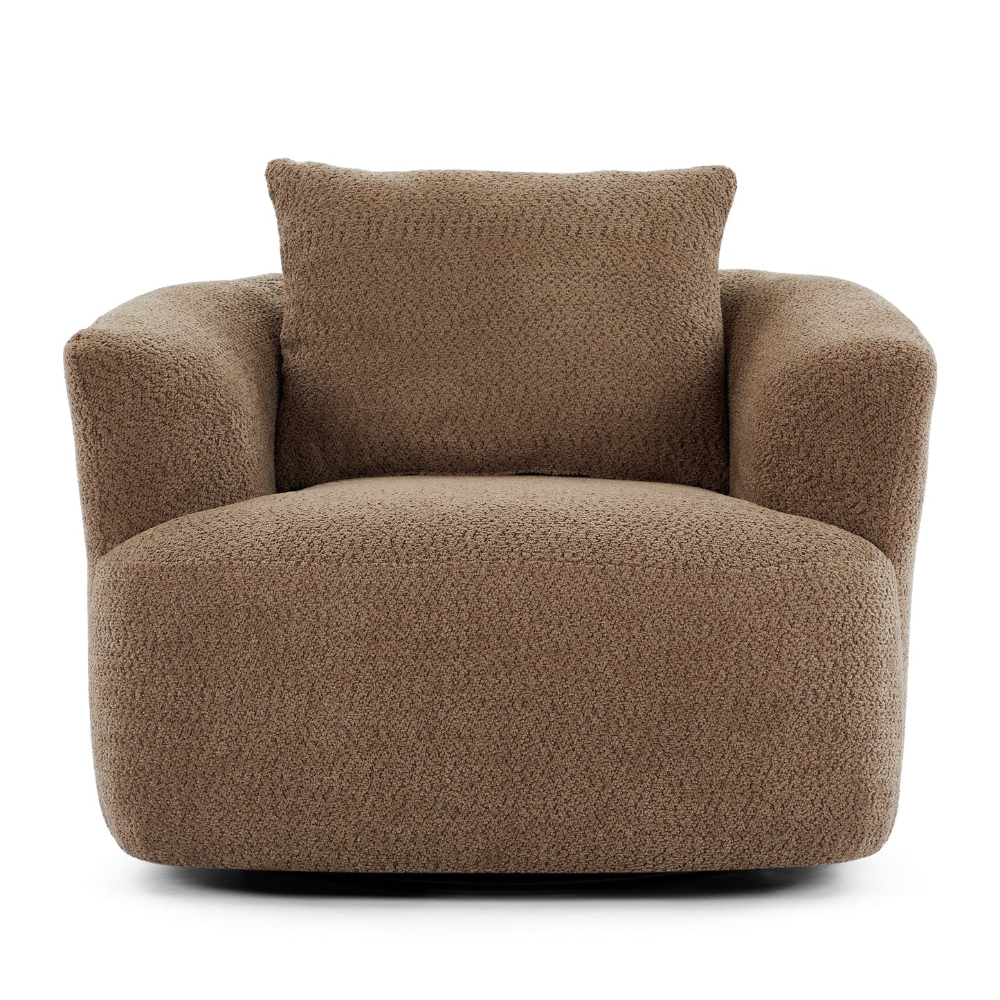 Chaise pivotante à 360°, chaise d'appoint en boucle de 38,2 pouces avec coussin décoratif, chaise de canapé en forme de tonneau avec accoudoirs incurvés.