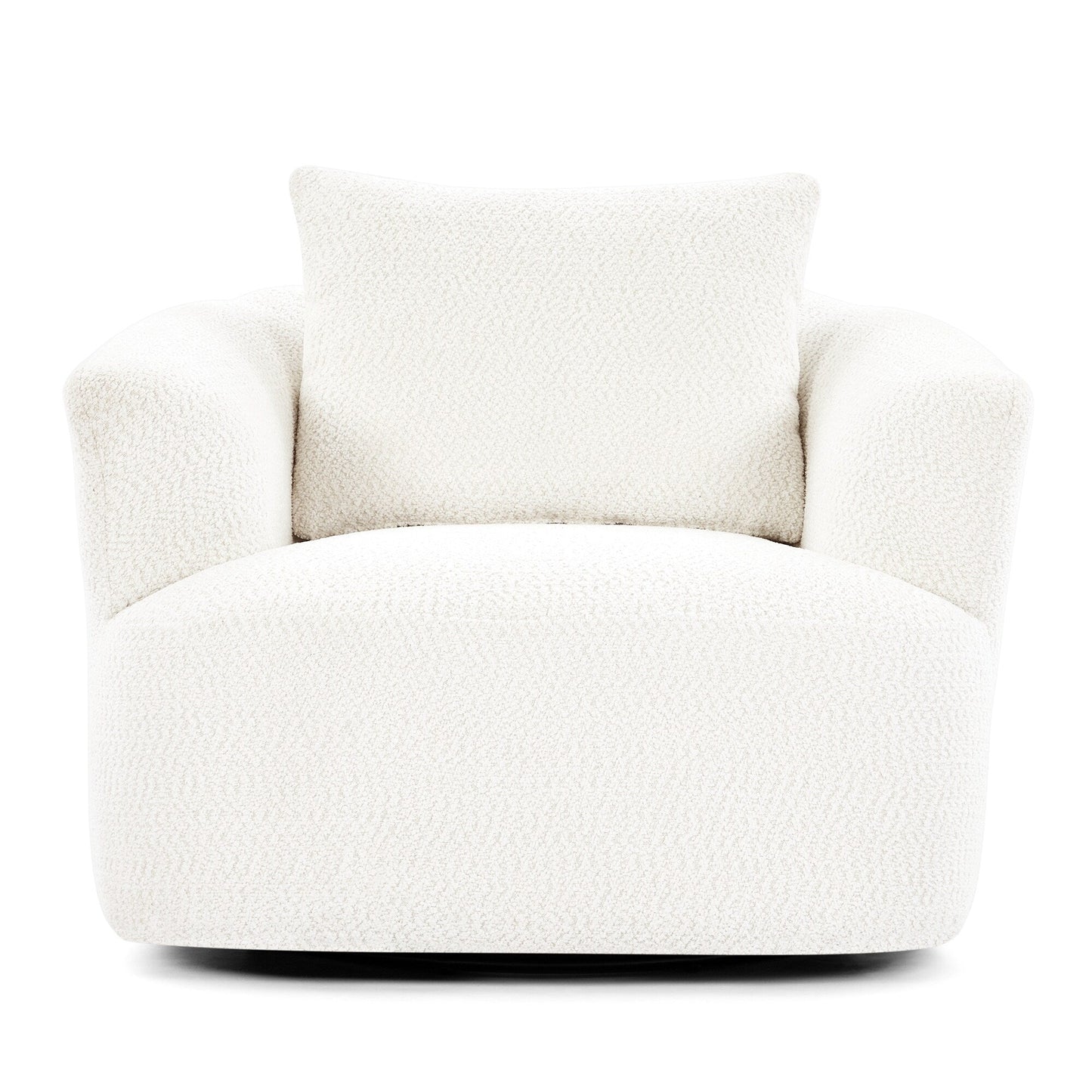 Chaise pivotante à 360°, chaise d'appoint en boucle de 38,2 pouces avec coussin décoratif, chaise de canapé en forme de tonneau avec accoudoirs incurvés.