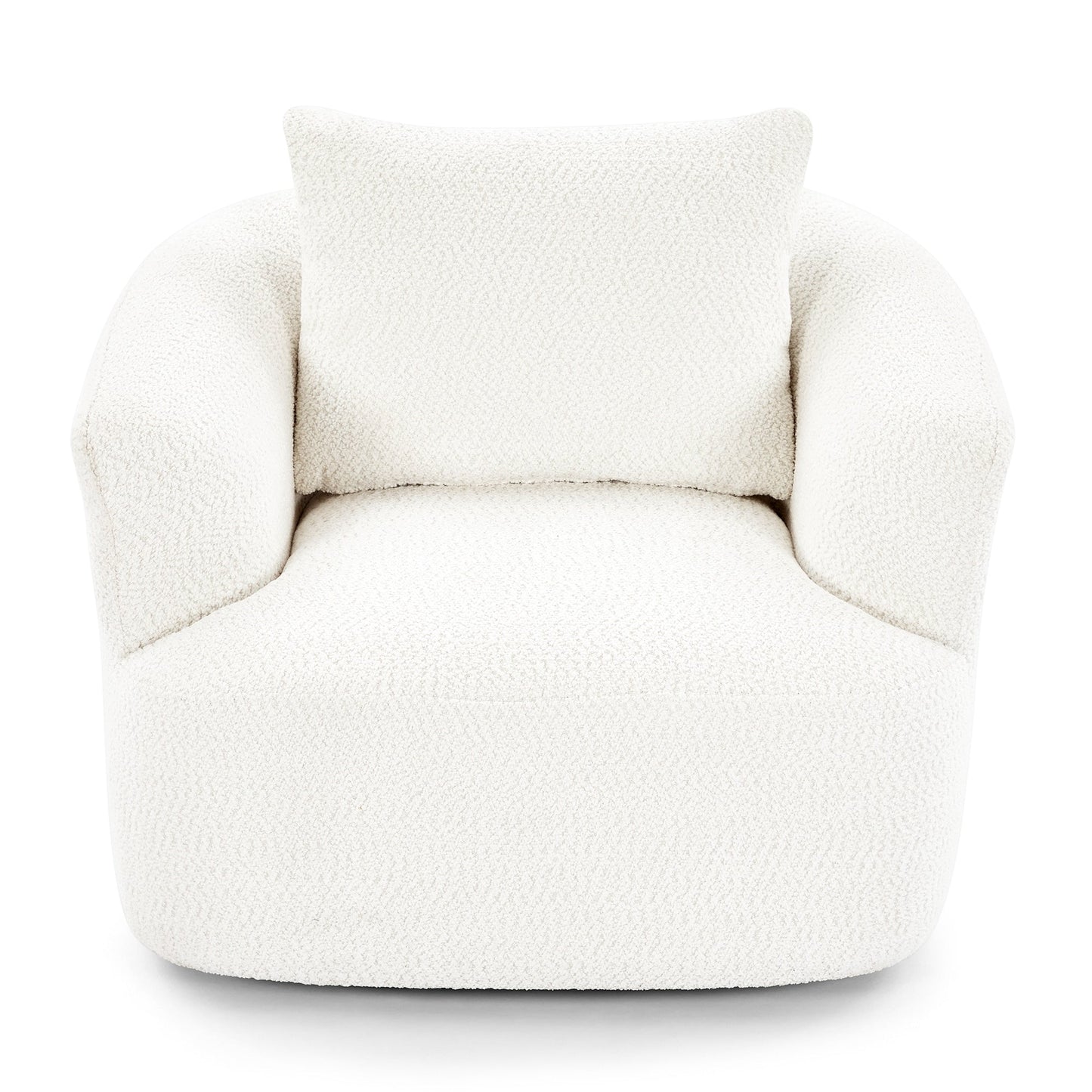 Chaise pivotante à 360°, chaise d'appoint en boucle de 38,2 pouces avec coussin décoratif, chaise de canapé en forme de tonneau avec accoudoirs incurvés.
