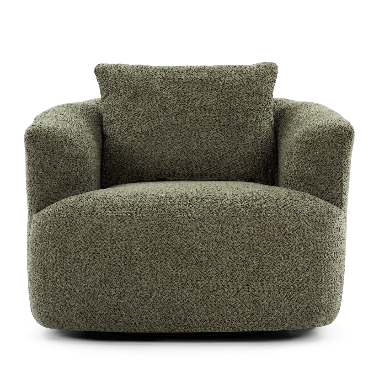 Chaise pivotante à 360°, chaise d'appoint en boucle de 38,2 pouces avec coussin décoratif, chaise de canapé en forme de tonneau avec accoudoirs incurvés.
