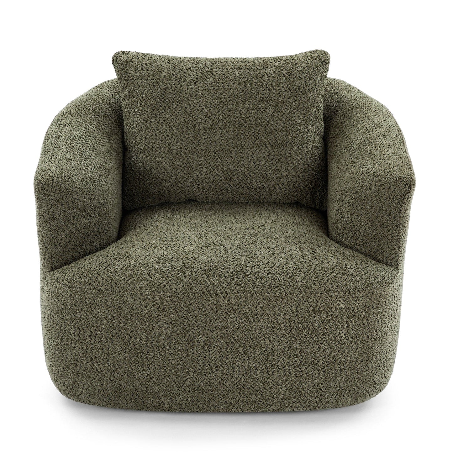Chaise pivotante à 360°, chaise d'appoint en boucle de 38,2 pouces avec coussin décoratif, chaise de canapé en forme de tonneau avec accoudoirs incurvés.