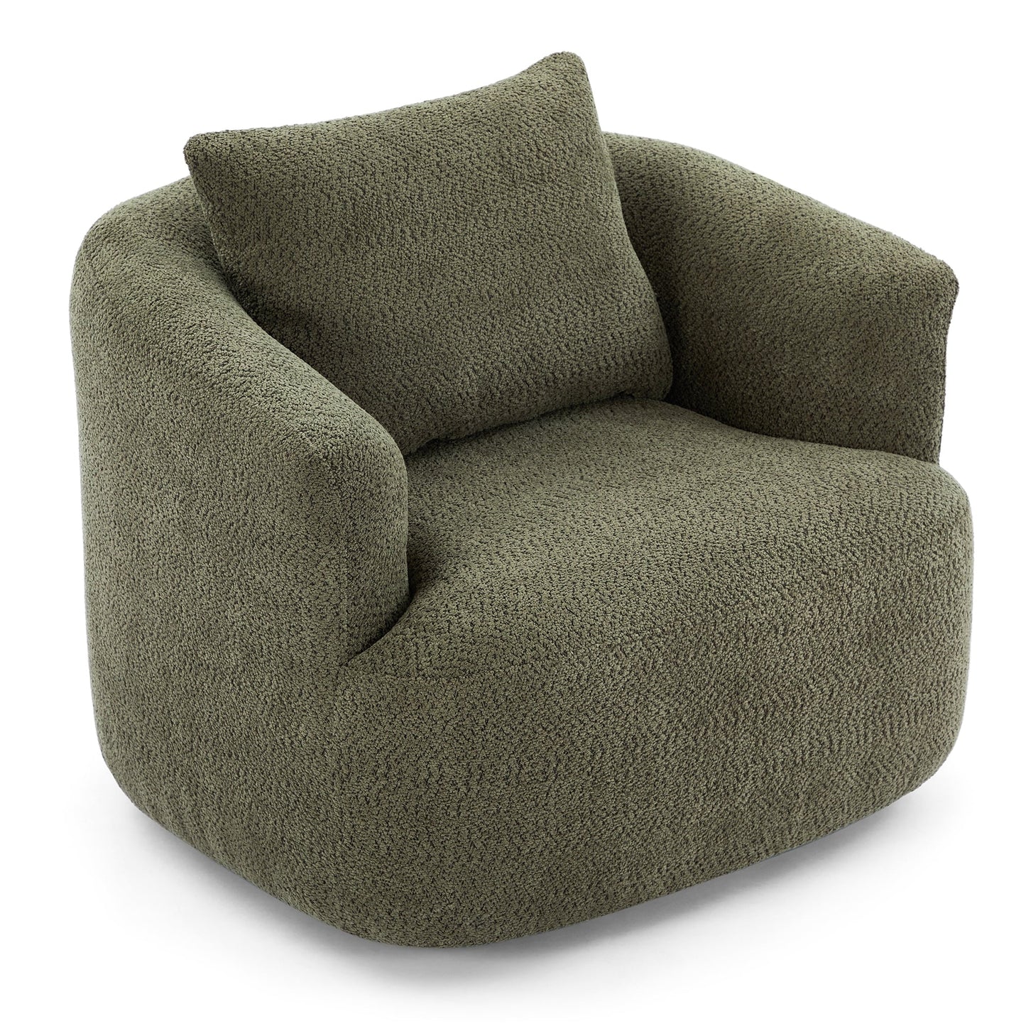 Chaise pivotante à 360°, chaise d'appoint en boucle de 38,2 pouces avec coussin décoratif, chaise de canapé en forme de tonneau avec accoudoirs incurvés.