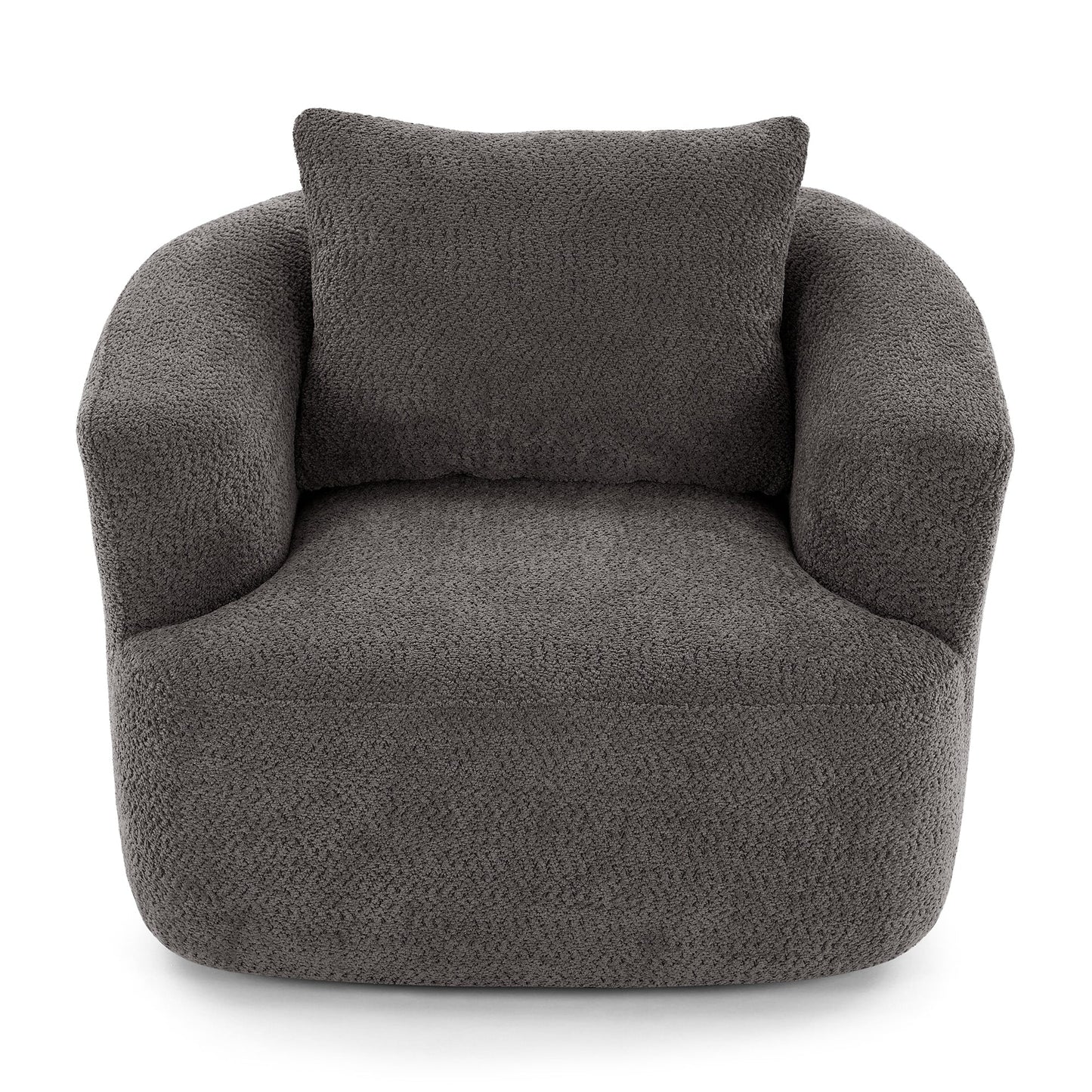 Chaise pivotante à 360°, chaise d'appoint en boucle de 38,2 pouces avec coussin décoratif, chaise de canapé en forme de tonneau avec accoudoirs incurvés.