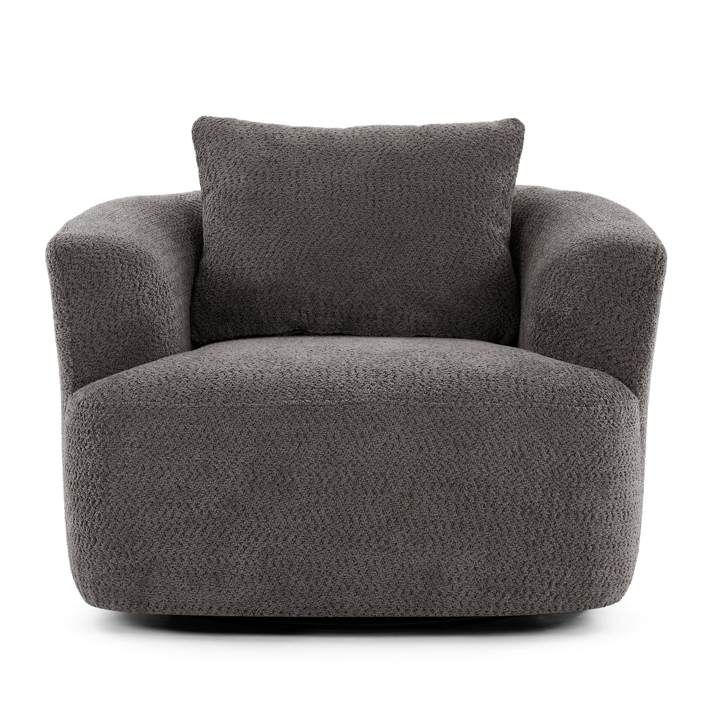 Chaise pivotante à 360°, chaise d'appoint en boucle de 38,2 pouces avec coussin décoratif, chaise de canapé en forme de tonneau avec accoudoirs incurvés.