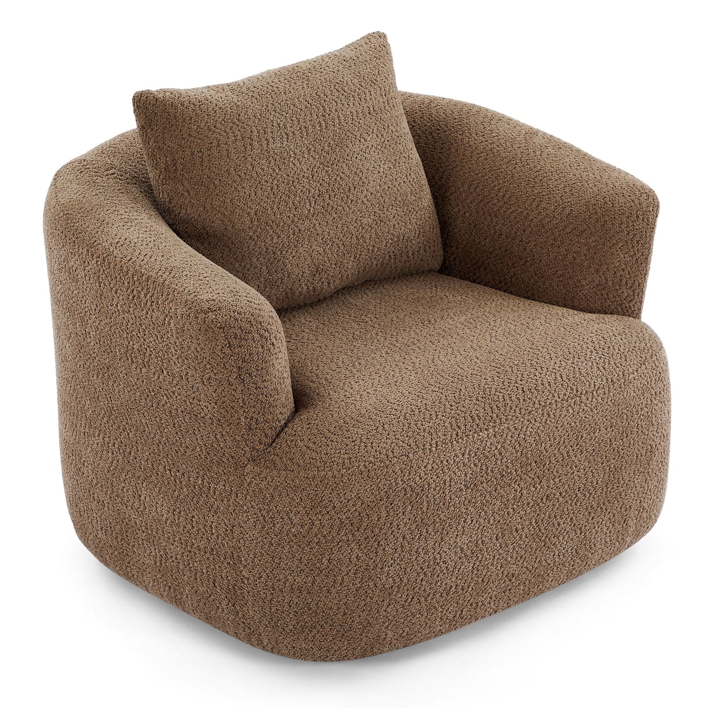 Chaise pivotante à 360°, chaise d'appoint en boucle de 38,2 pouces avec coussin décoratif, chaise de canapé en forme de tonneau avec accoudoirs incurvés.