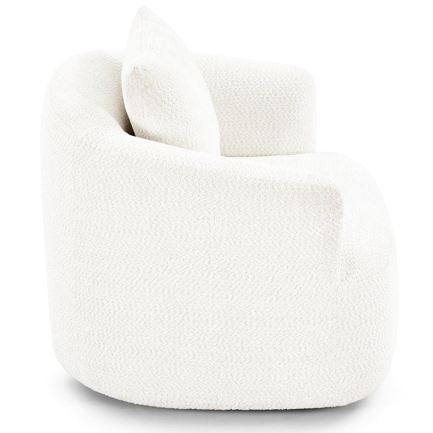 Chaise pivotante à 360°, chaise d'appoint en boucle de 38,2 pouces avec coussin décoratif, chaise de canapé en forme de tonneau avec accoudoirs incurvés.