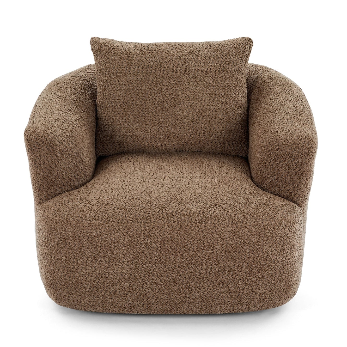 Chaise pivotante à 360°, chaise d'appoint en boucle de 38,2 pouces avec coussin décoratif, chaise de canapé en forme de tonneau avec accoudoirs incurvés.