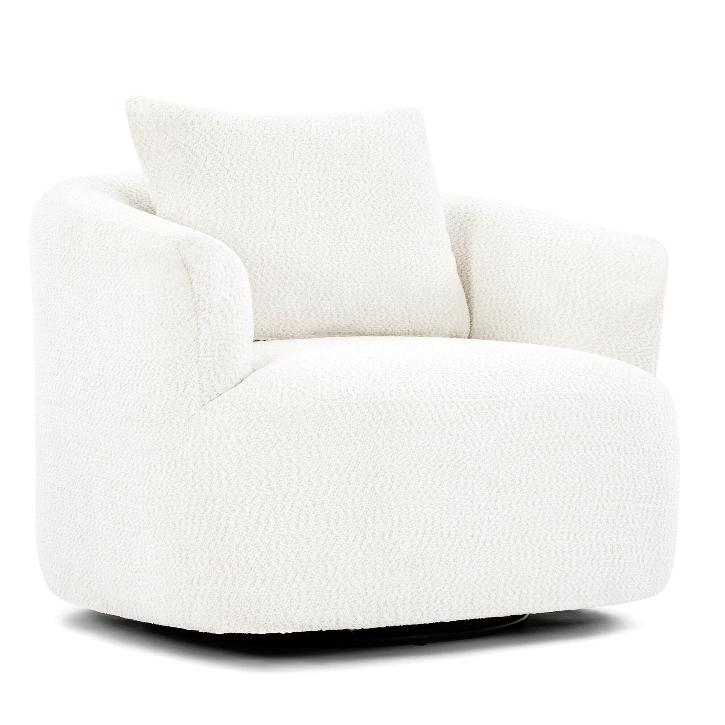 Chaise pivotante à 360°, chaise d'appoint en boucle de 38,2 pouces avec coussin décoratif, chaise de canapé en forme de tonneau avec accoudoirs incurvés.