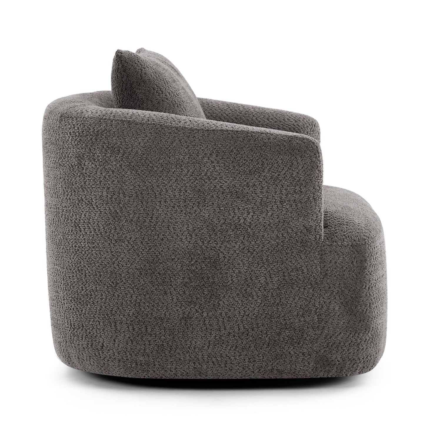 Chaise pivotante à 360°, chaise d'appoint en boucle de 38,2 pouces avec coussin décoratif, chaise de canapé en forme de tonneau avec accoudoirs incurvés.
