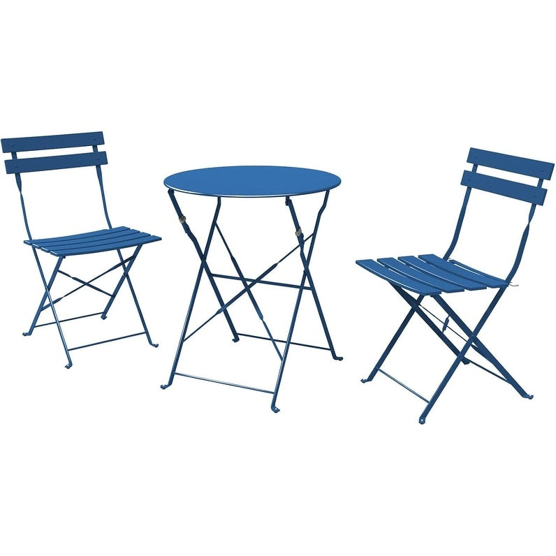 Ensemble de bistro pliable en métal 3 pièces, ensemble de conversation résistant aux intempéries pour l'intérieur et l'extérieur, pour patio, jardin, cour.