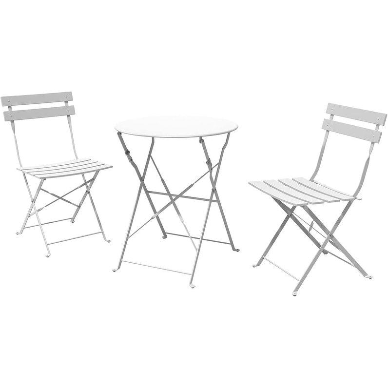 Ensemble de bistro pliable en métal 3 pièces, ensemble de conversation résistant aux intempéries pour l'intérieur et l'extérieur, pour patio, jardin, cour.