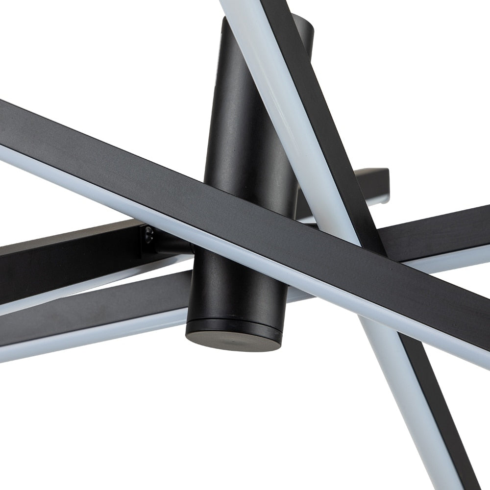 Luminaire suspendu linéaire en forme de sputnik, en aluminium noir/doré, à LED moderne, pour salon/salle à manger/cuisine.