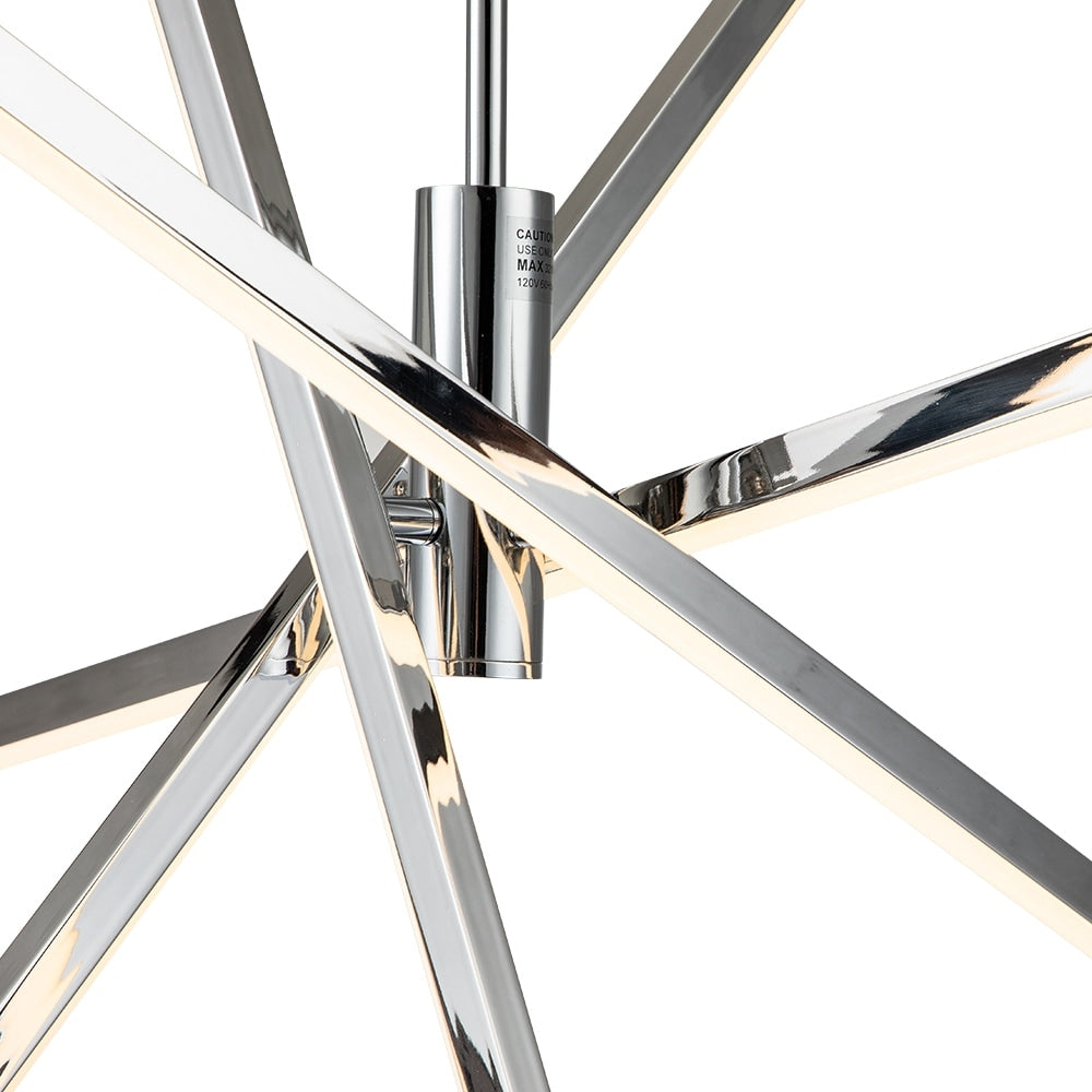 Luminaire suspendu linéaire en forme de sputnik, en aluminium noir/doré, à LED moderne, pour salon/salle à manger/cuisine.