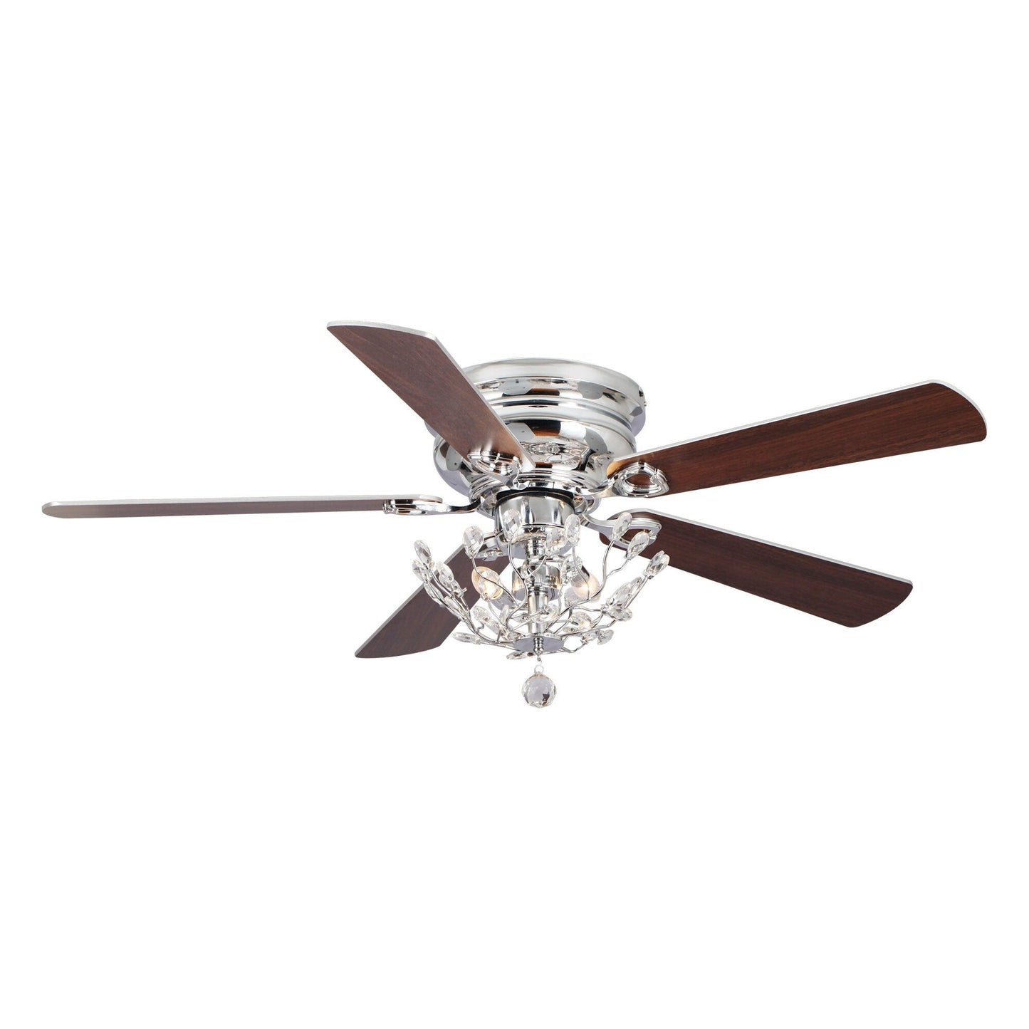Ventilateur de plafond moderne à 5 pales réversibles, à montage encastré, avec télécommande, 48 pouces, avec cristaux.
