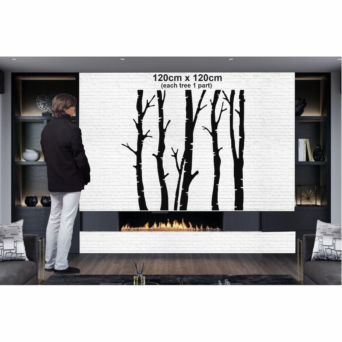 5 décorations murales métalliques en forme d'arbre sec pour intérieur et extérieur