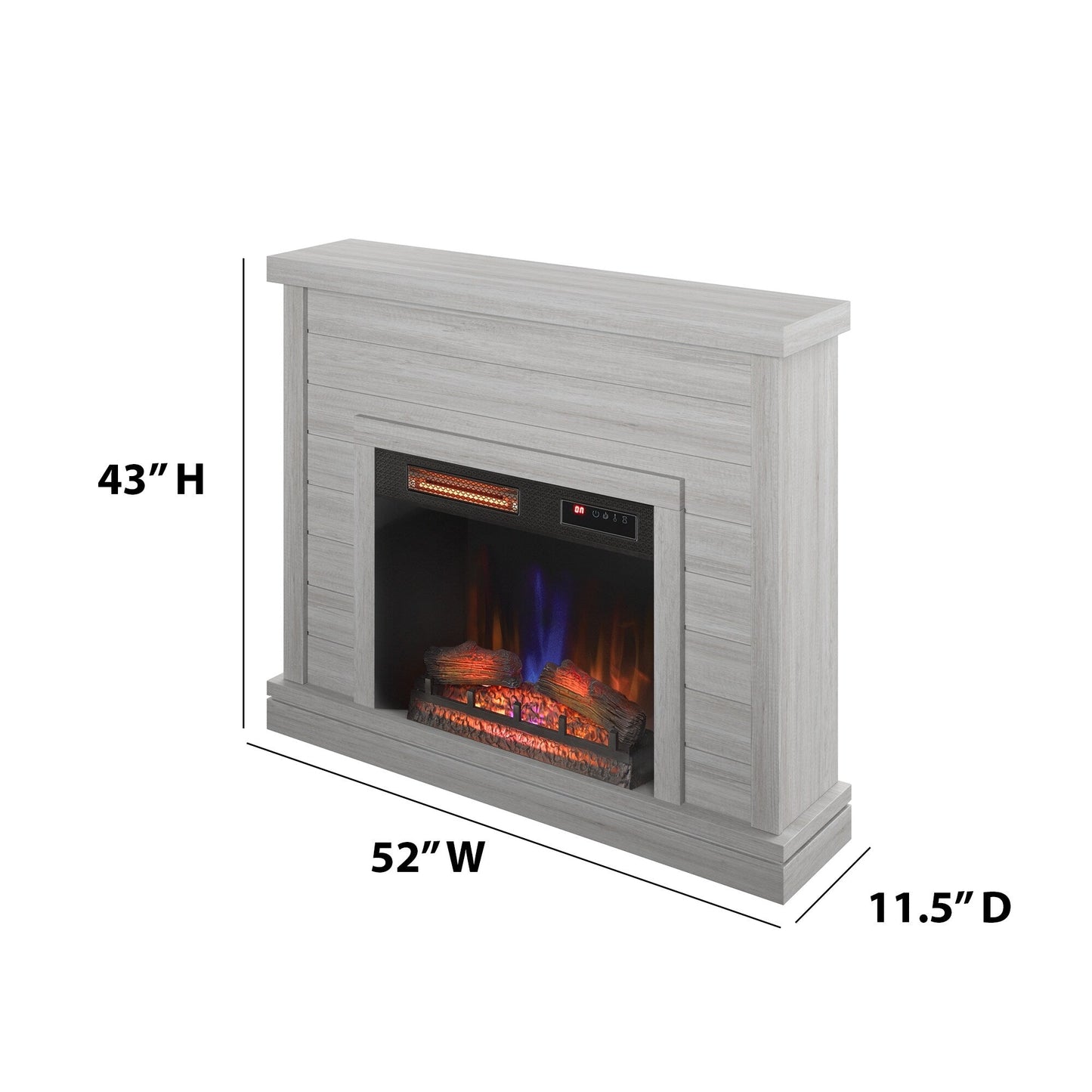 Mantel de cheminée à lambris de 52 pouces avec insert de foyer 3D