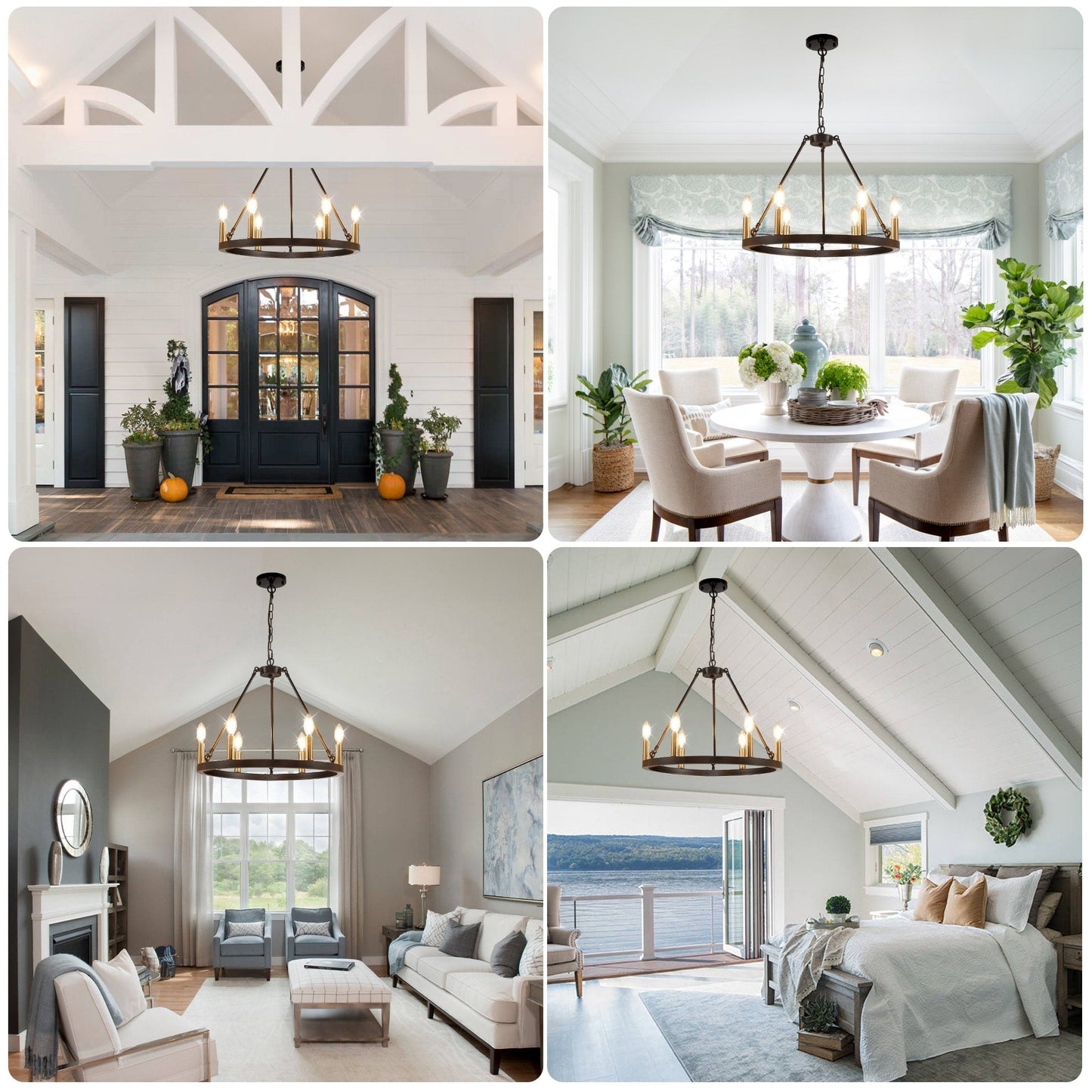 Luminaire à 24 lumières en forme de roue de chariot ronde de 54 pouces