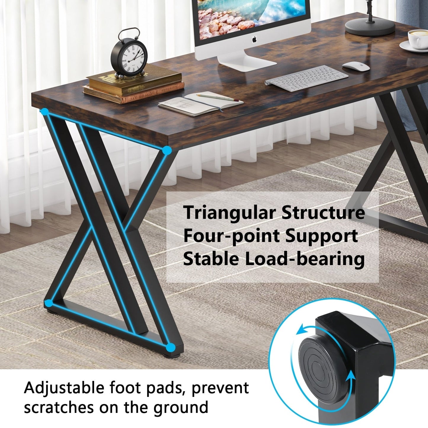 Bureau d'ordinateur robuste 55, bureau de bureau