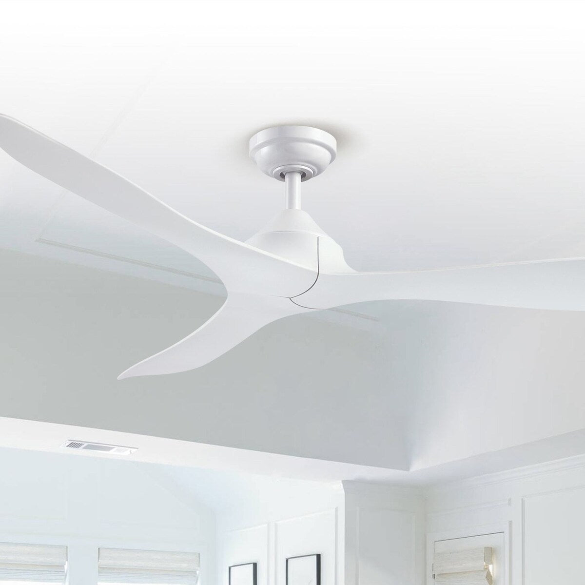 Ventilateur de plafond à 3 pales en forme d'hélice, noir moderne, 56 pouces, courant continu, avec télécommande.