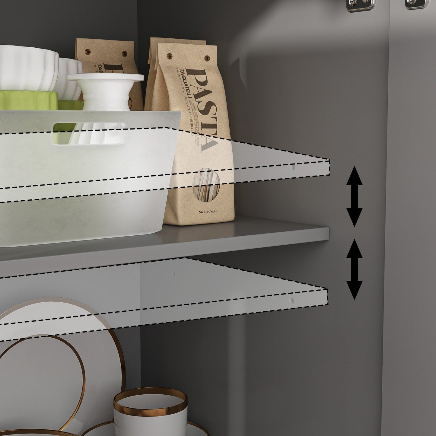 Buffet de rangement blanc laqué, style moderne contemporain du milieu du siècle, 59,1 pouces