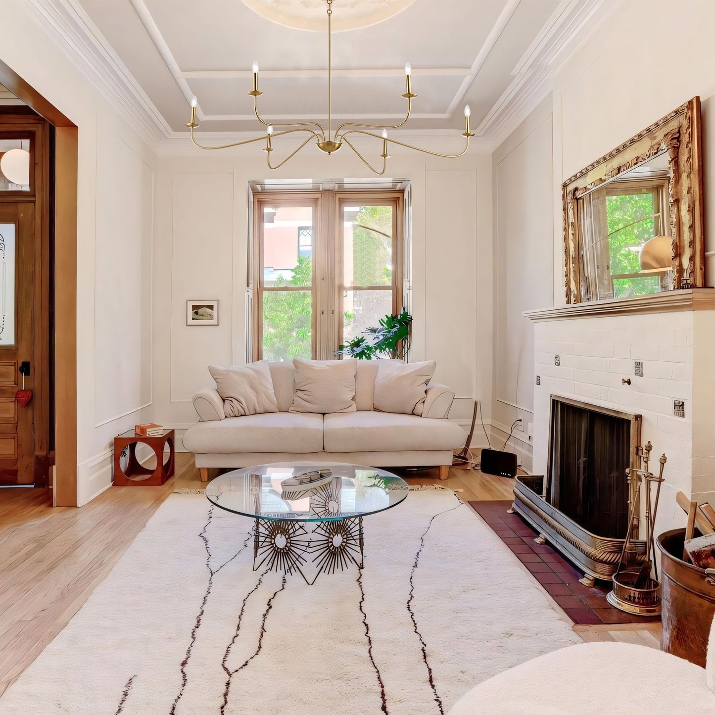 Luminaire minimaliste à 6 lumières de 64 pouces en noir mat / doré / chrome - N/A