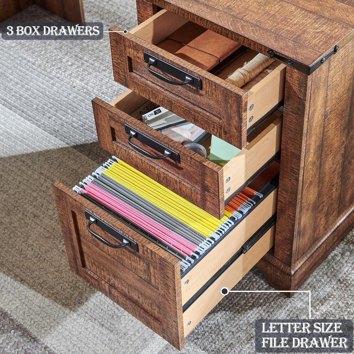 Bureau de direction en forme de L de style farmhouse, bureau d'angle en bois, bureau d'ordinateur