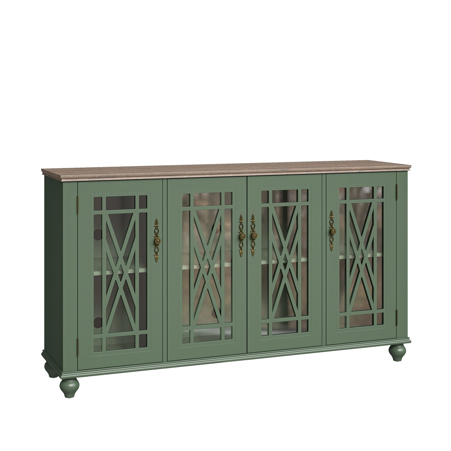 Buffet de cuisine de style vintage en bois, 160 cm de largeur.