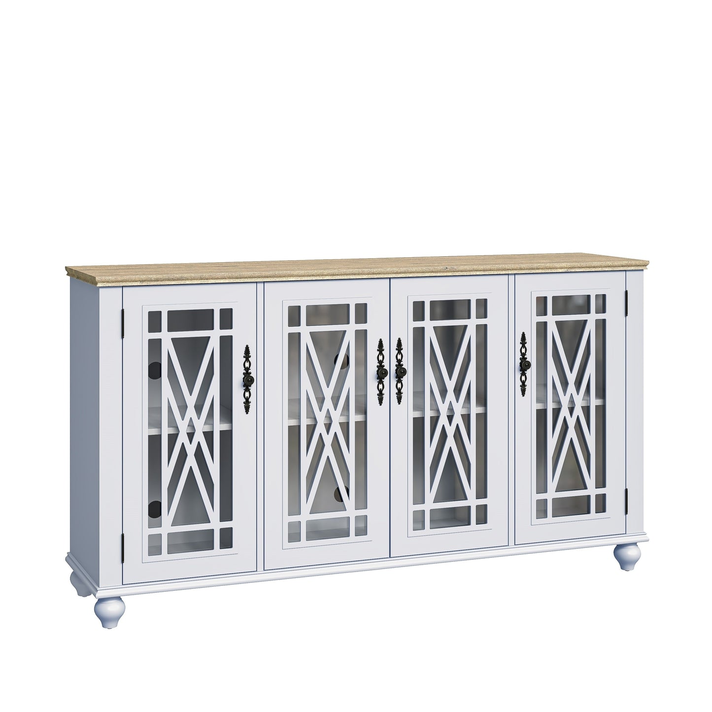 Buffet de cuisine de style vintage en bois, 160 cm de largeur.