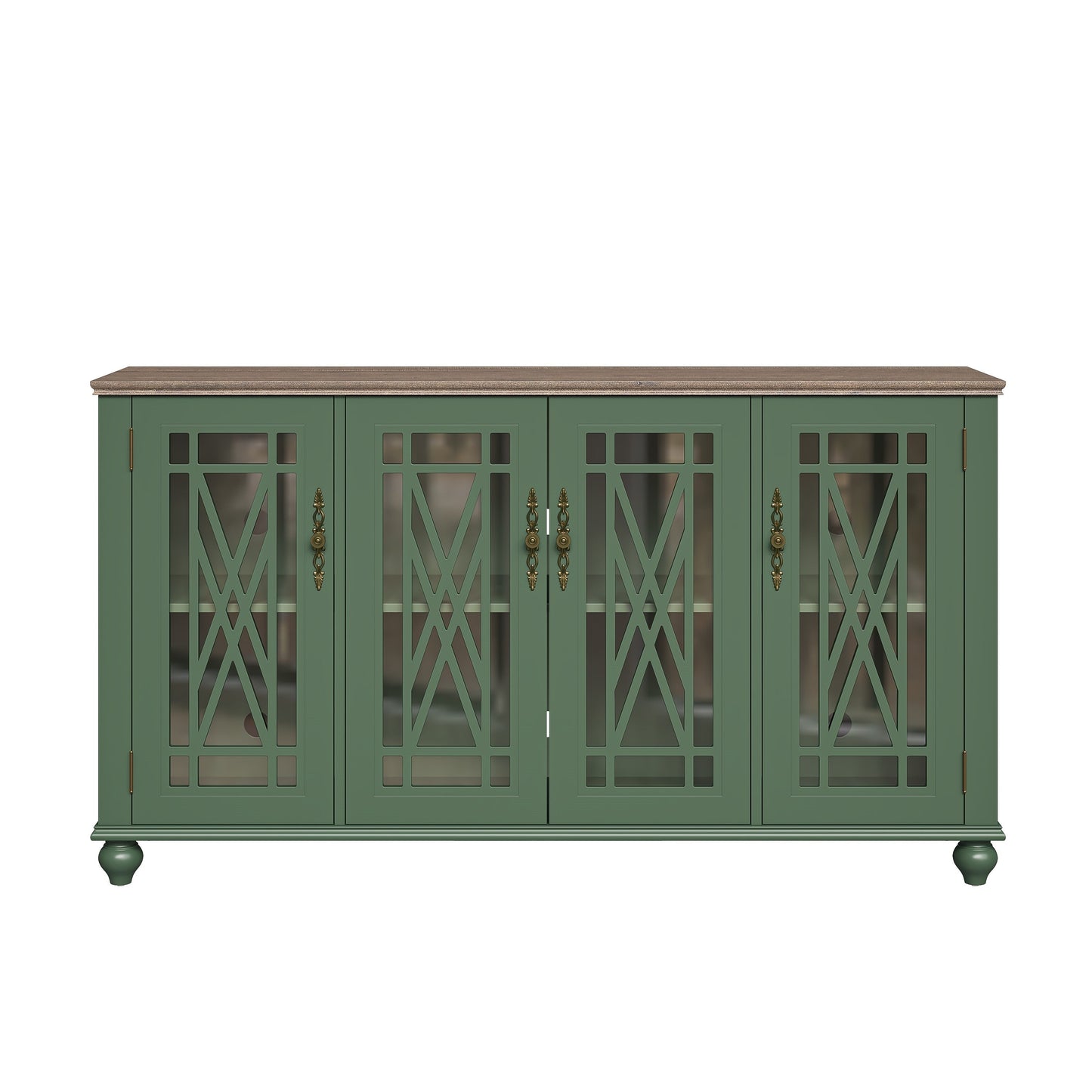 Buffet de cuisine de style vintage en bois, 160 cm de largeur.