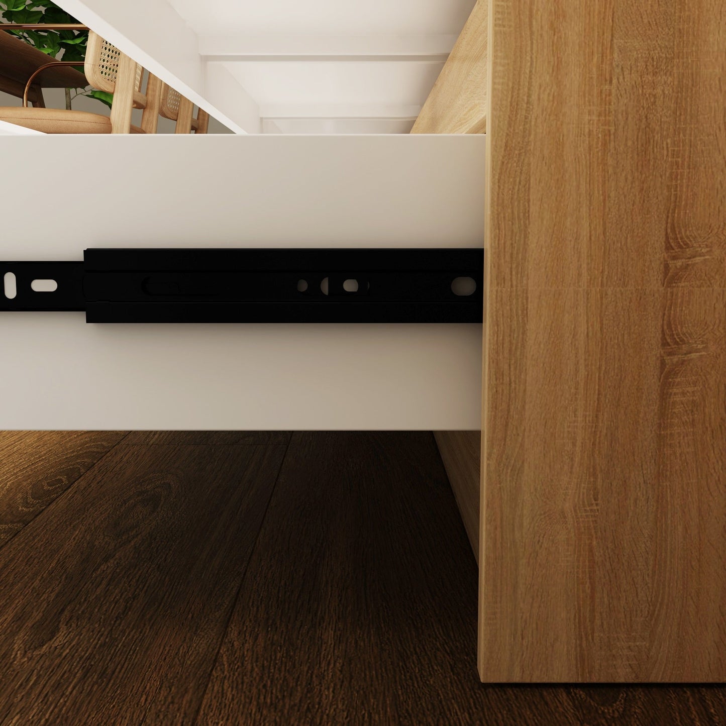 Commode 63W à 9 tiroirs, commode d'appoint pour salon et chambre à coucher.