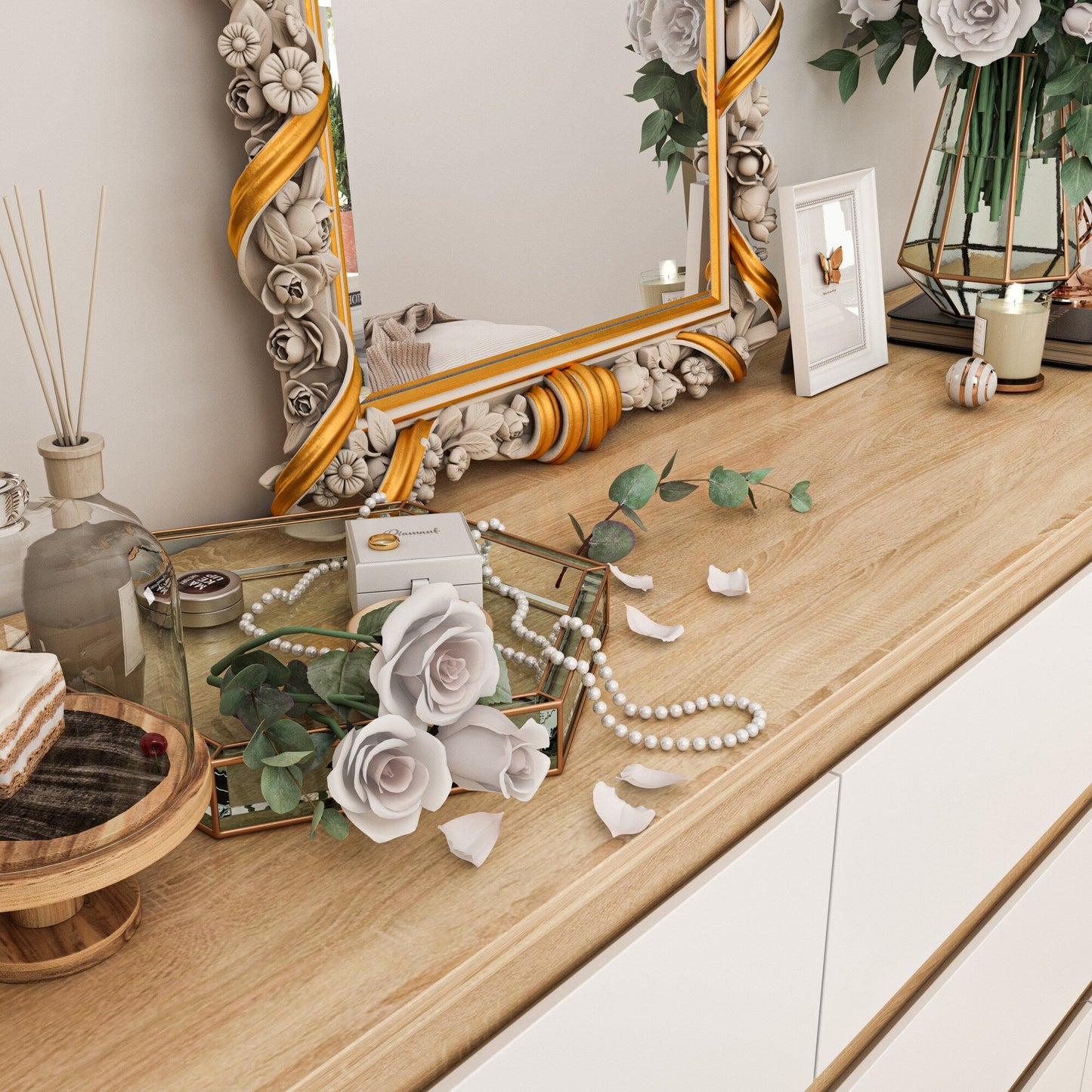 Commode 63W à 9 tiroirs, commode d'appoint pour salon et chambre à coucher.