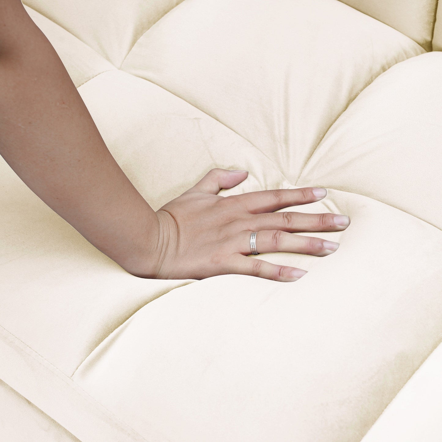 Canapé-lit convertible 3-en-1 en velours 64,96 avec dossier réglable, poche de rangement et capacité de poids de 227 kg.