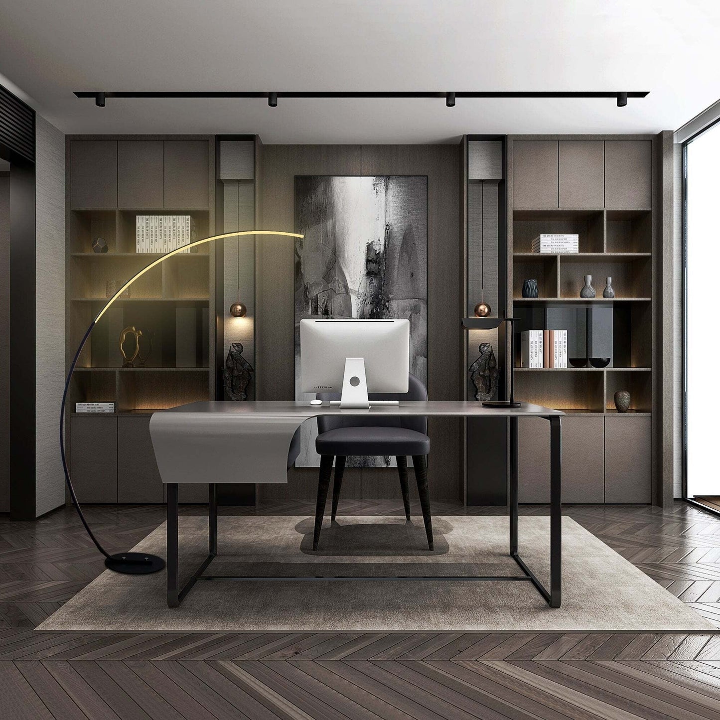 69 Lampe de sol LED à arc/courbe, à intensité variable - RGBW - N/A