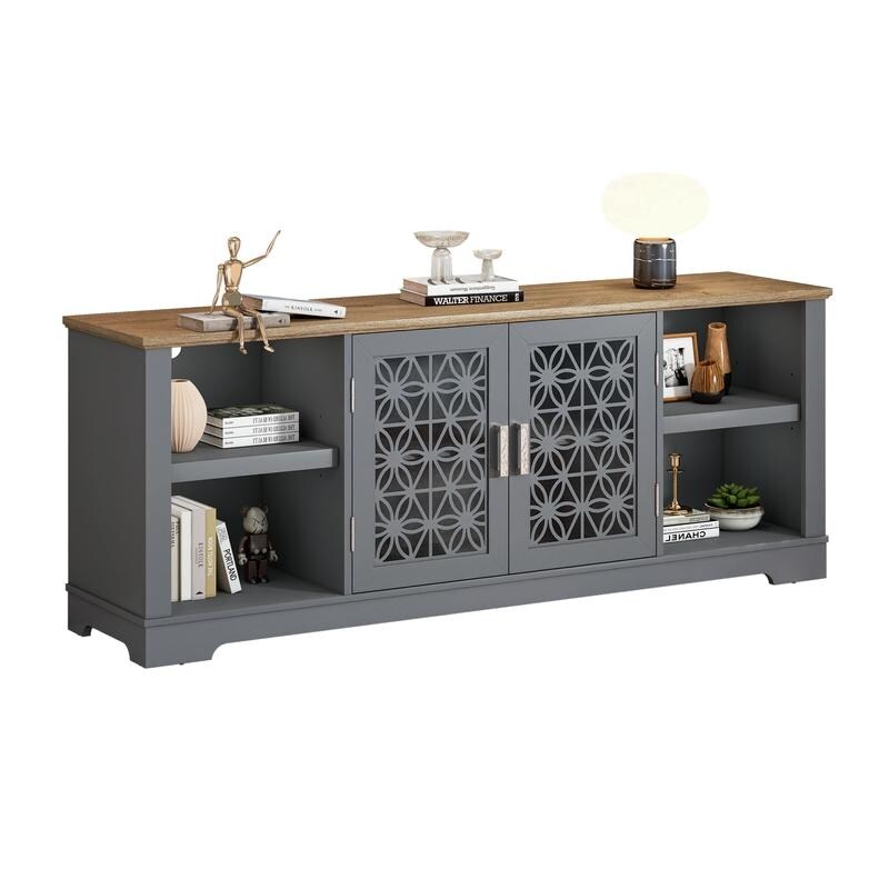 Meuble TV mural décoratif à motif floral rustique de 70 pouces pour téléviseurs jusqu'à 80 pouces