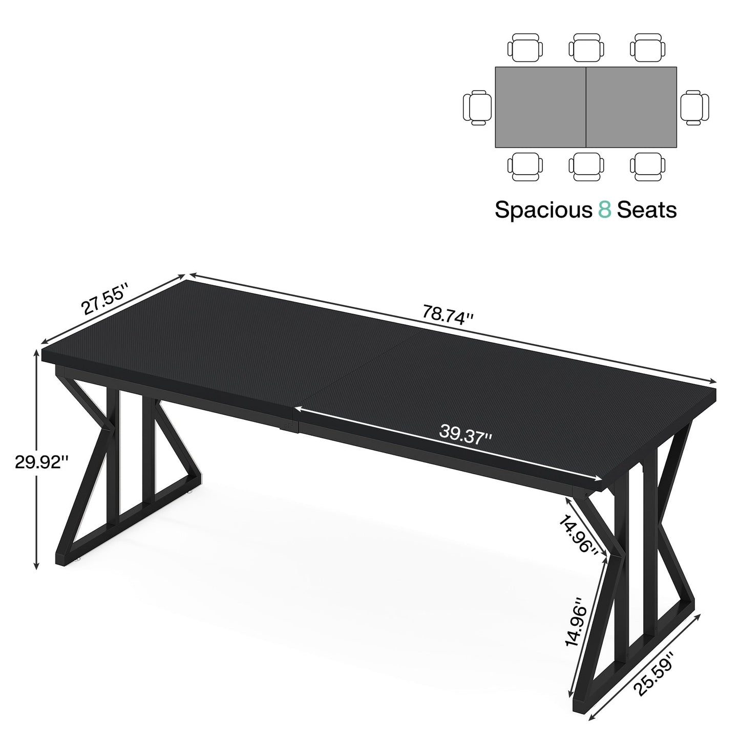 Bureau de direction de 180 cm, grand bureau d'ordinateur, poste de travail.