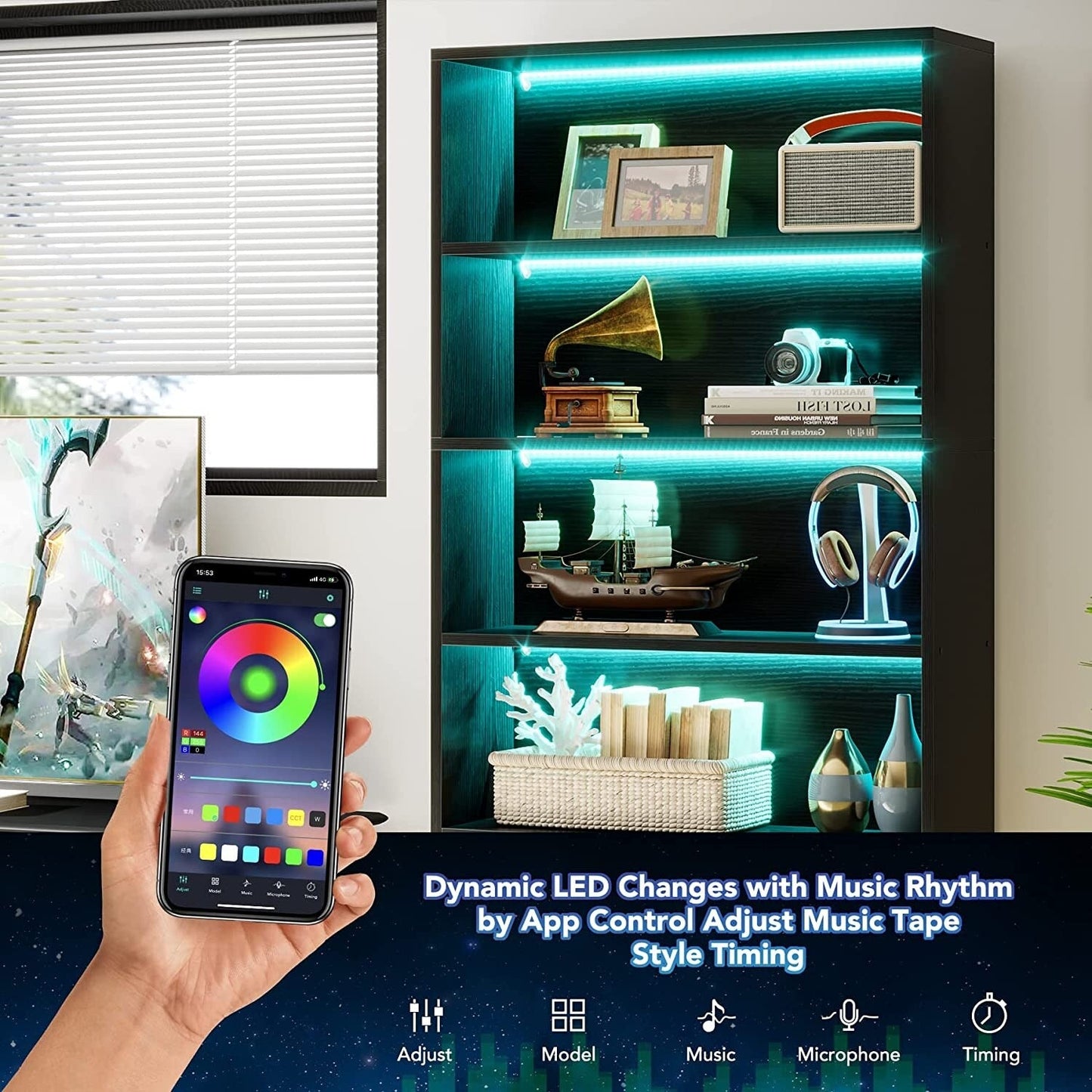 Étagère à livres et bibliothèque de 180 cm de hauteur, grande bibliothèque à 5 niveaux - 30 x 80 x 180 cm (L x l x h)