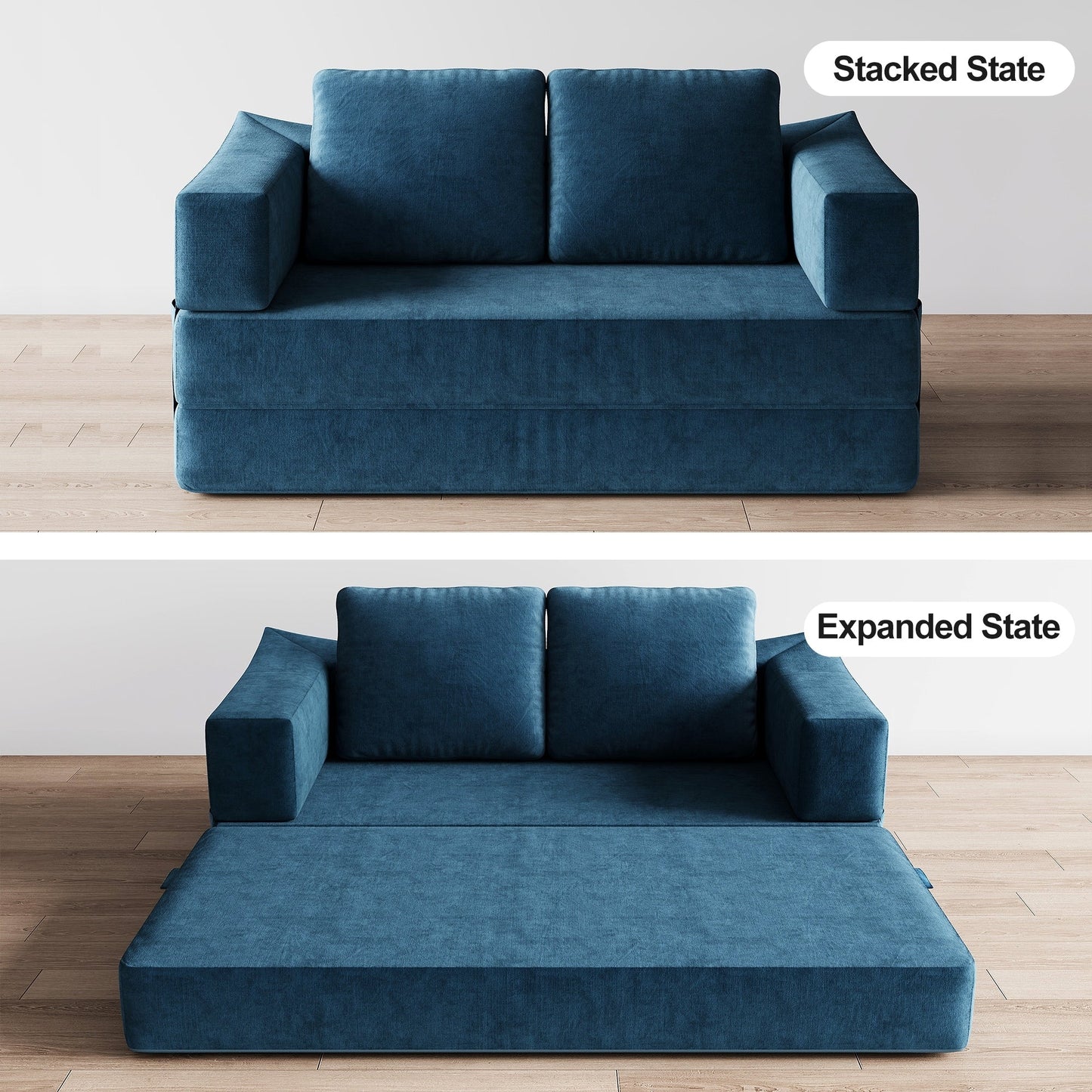 Canapé-lit convertible rembourré de 70,87 pouces, chaise convertible, canapé de sol confortable pour salon, chambre à coucher, tissu chenille.