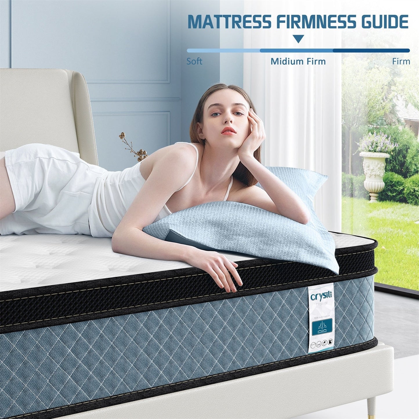 Matelas en mousse à mémoire de forme hybride à refroidissement rapide de 8 pouces, livré dans une boîte