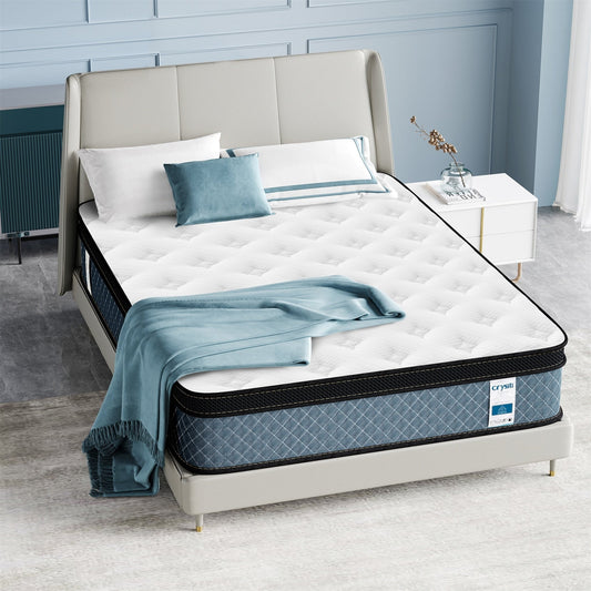 Matelas en mousse à mémoire de forme hybride à refroidissement rapide de 8 pouces, livré dans une boîte