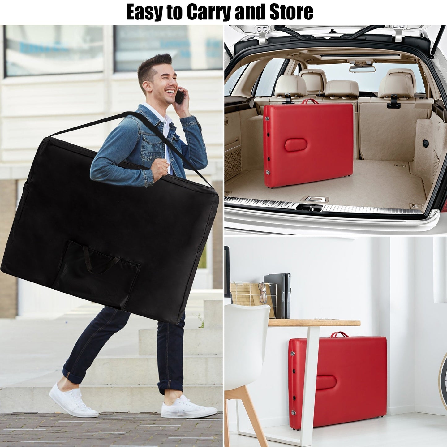 Table de massage portable 84''L, table de spa visage réglable, lit de tatouage avec sac de transport