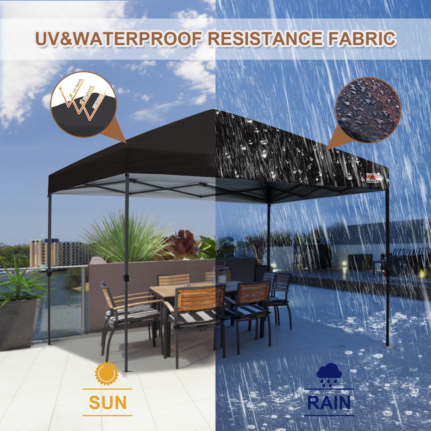 ABCCANOPY Tente de parasol pliable facile et durable pour extérieur