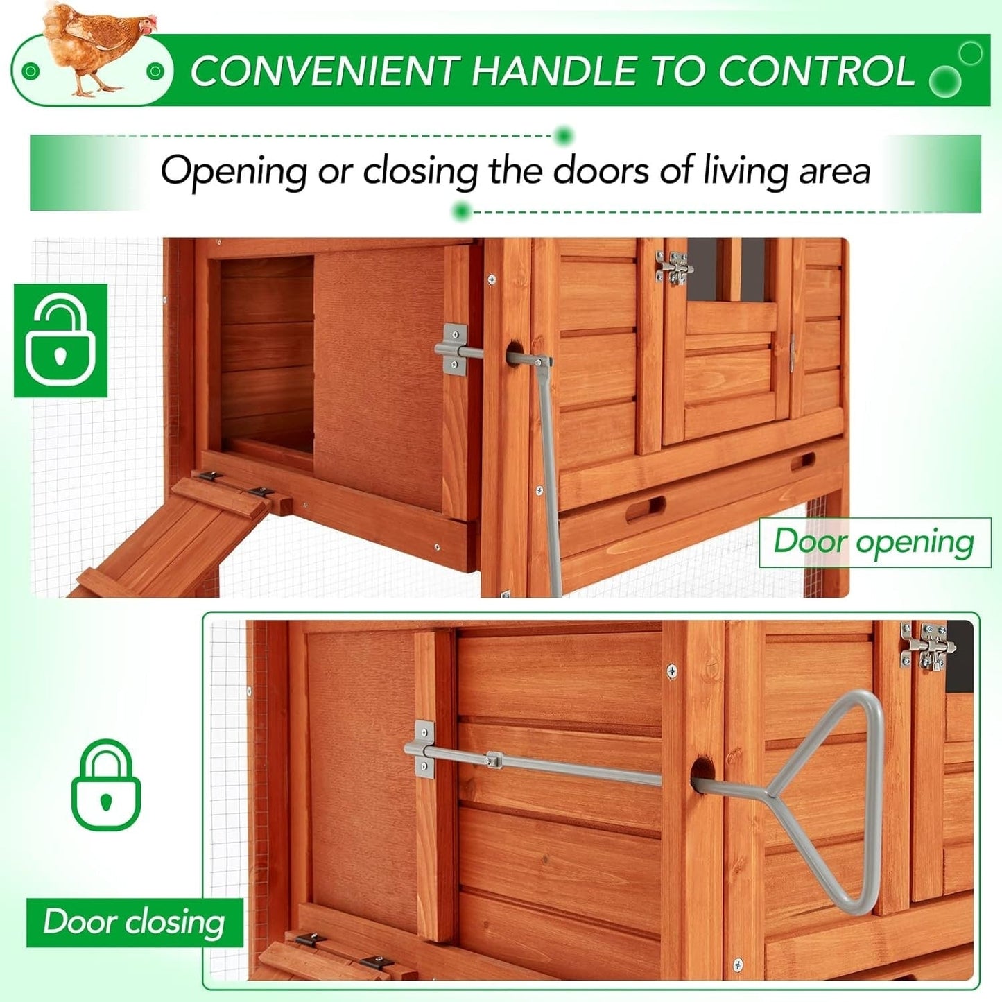 Poulailler AECOJOY 144'' de grande taille avec enclos, en bois, cage à volailles.