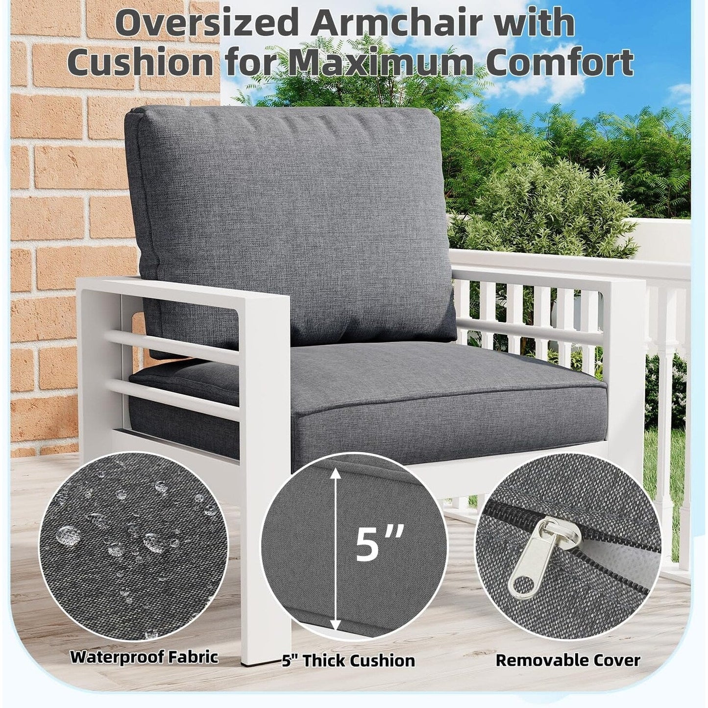 AECOJOY Ensemble de meubles de patio en aluminium 7 pièces, ensemble de conversation d'extérieur