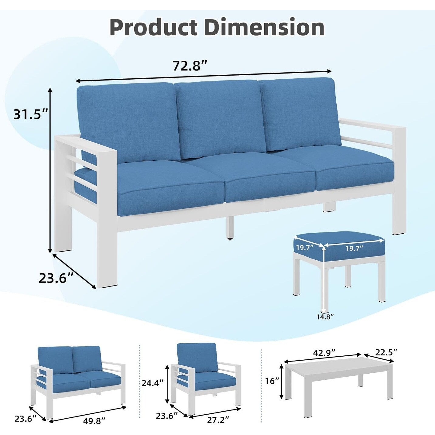 AECOJOY Ensemble de meubles de patio en aluminium 7 pièces, ensemble de conversation d'extérieur