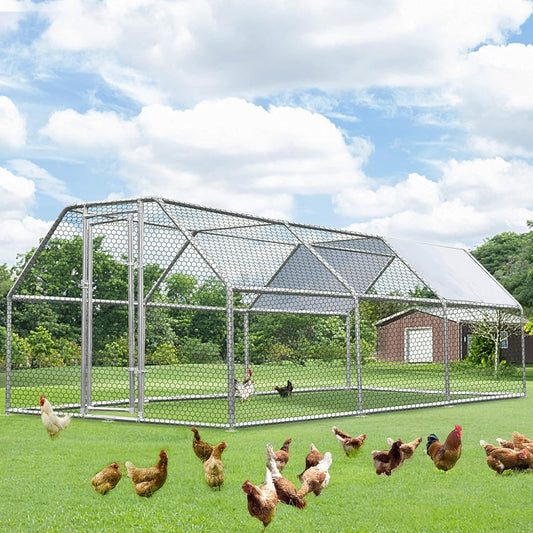 AECOJOY Grande Volière pour Poules en Métal, Cage à Poules en Métal avec Accès Direct