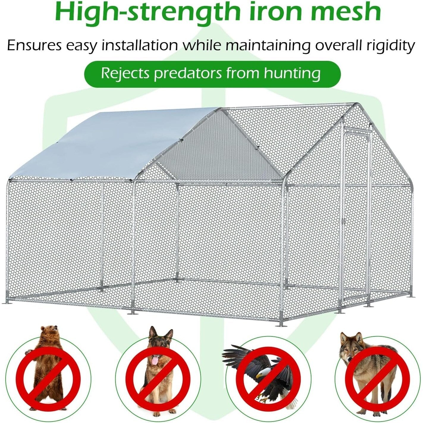 AECOJOY Grande Volière pour Poules en Métal, Cage à Poules en Métal avec Accès Direct